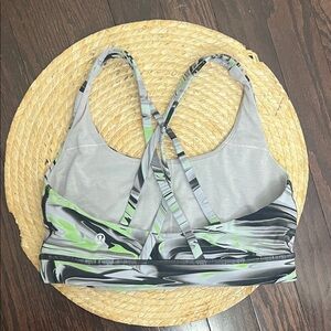 Lululemon Athletica Energy Bra Gray and Green Patterned Sports Bra